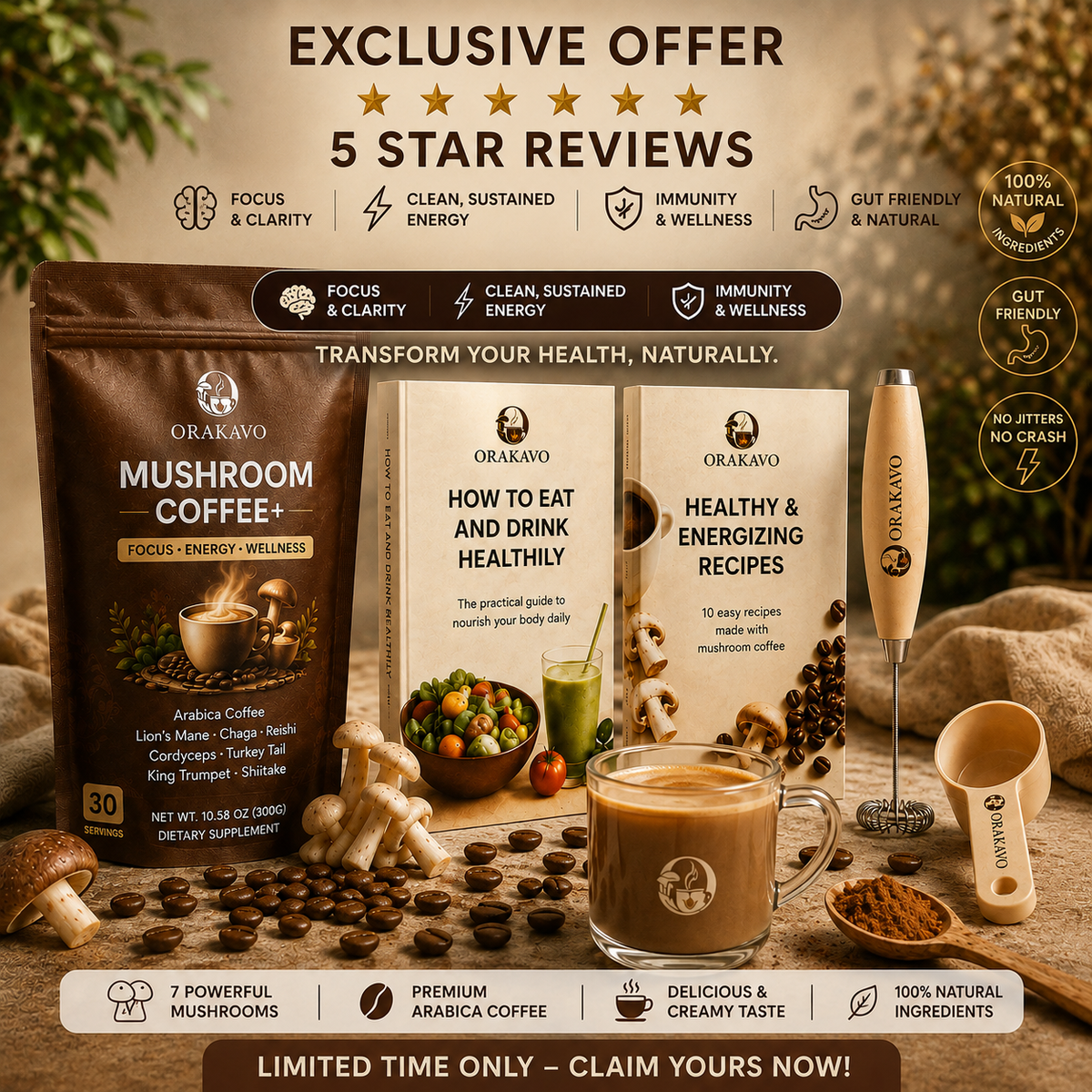 Mushroom Coffee Pure Focus & Clean Energy