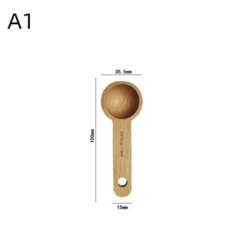Wooden Measuring Spoon Beech Walnut Material 7.5-45ML Non-Toxic Portable Kitchen Tool for Daily Cooking Baking DIY Dessert