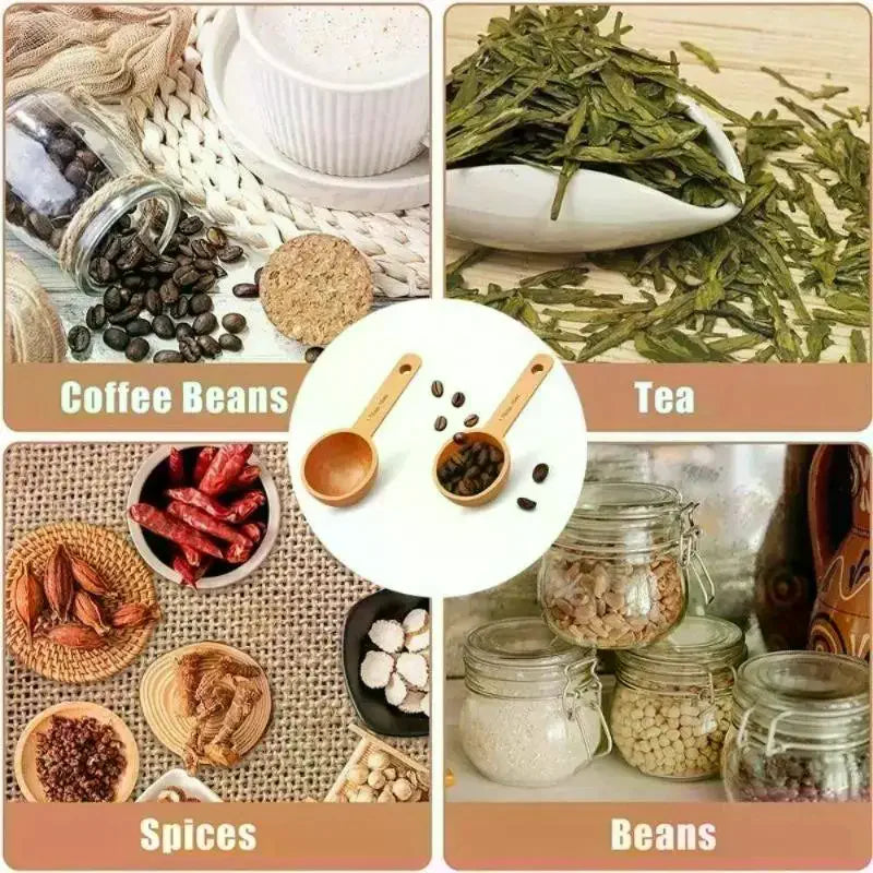 Wooden Measuring Spoon Beech Walnut Material 7.5-45ML Non-Toxic Portable Kitchen Tool for Daily Cooking Baking DIY Dessert
